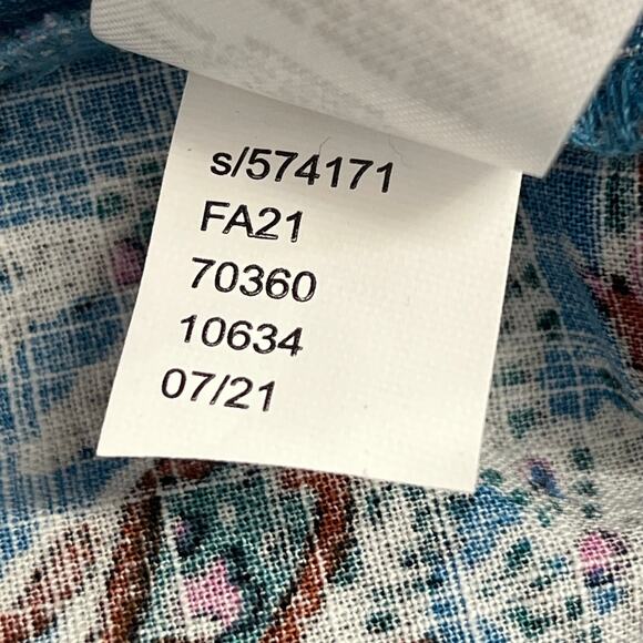 Loft Bouquet Paisley Long Sleeve Ruffled Yoke Puff Sleeve Button Down Blouse - Picture 4 of 10